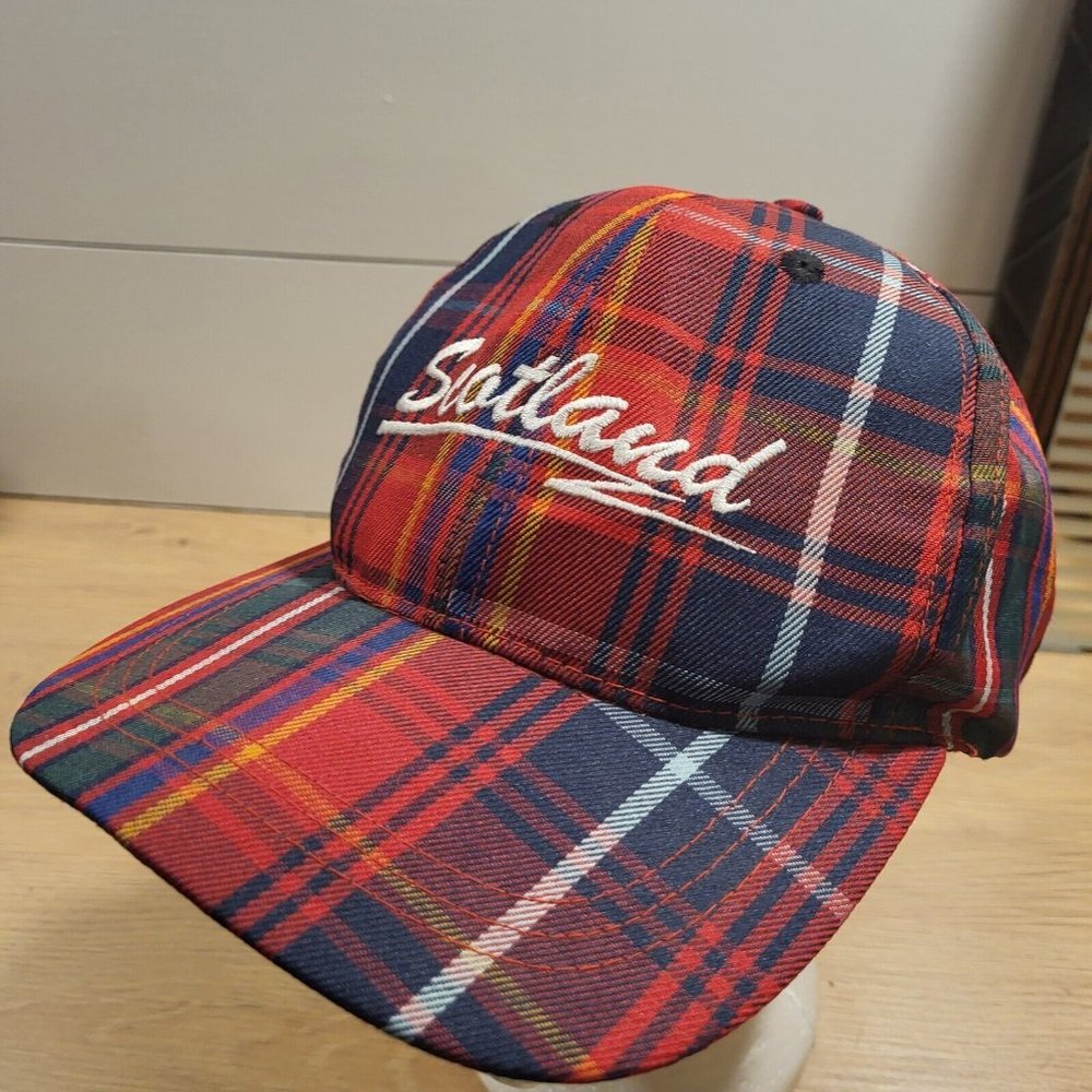 SCOTLAND Plaid Hat Snapback Baseball Vintage 80s Cap Retro Dad Trucker